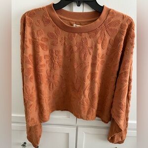 Billabong Burnt Orange Floral Textured Top Size M Excellent Shape